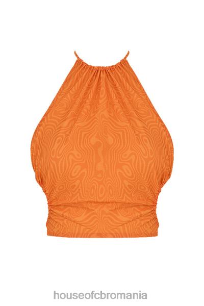 îmbrăcăminte House of CB mistress rocks vacay mode portocaliu crop top cu gât halter X4F68747
