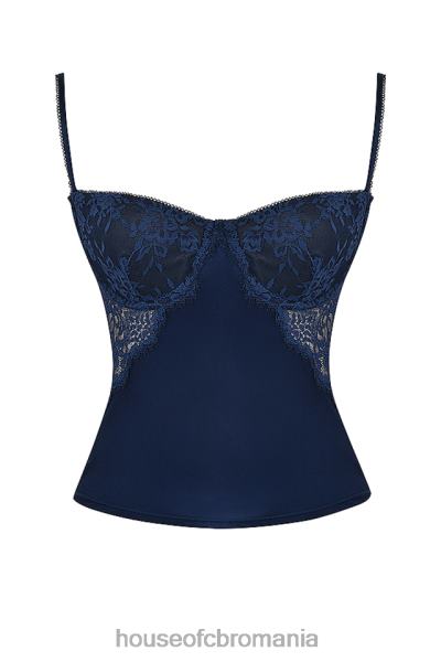 îmbrăcăminte House of CB top cami din satin și dantelă bleumarin cecilie X4F68680