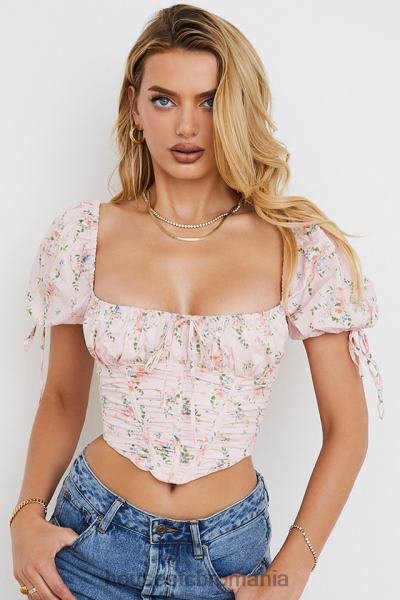 îmbrăcăminte House of CB top corset cu mâneci bufante, roz gracie X4F68743