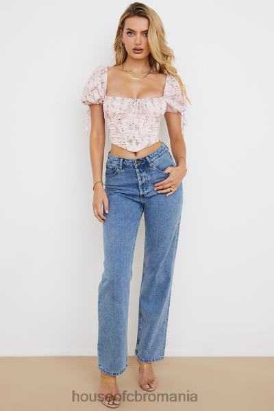 îmbrăcăminte House of CB top corset cu mâneci bufante, roz gracie X4F68743