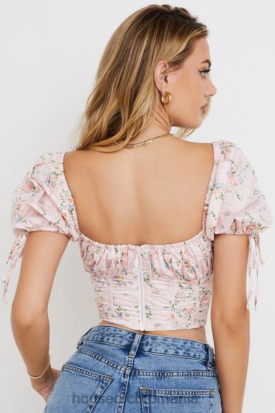 îmbrăcăminte House of CB top corset cu mâneci bufante, roz gracie X4F68743