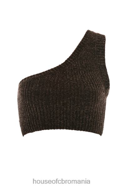 îmbrăcăminte House of CB top crop pe un umăr, chenille, ciocolată charlie X4F68782