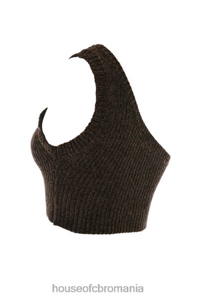 îmbrăcăminte House of CB top crop pe un umăr, chenille, ciocolată charlie X4F68782