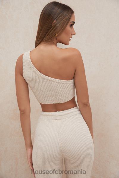 îmbrăcăminte House of CB top crop pe un umăr de chenille crem charlie X4F68781