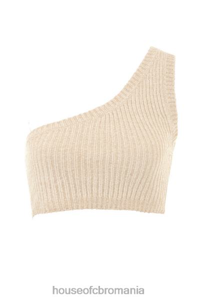 îmbrăcăminte House of CB top crop pe un umăr de chenille crem charlie X4F68781