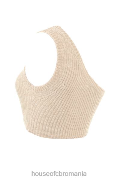 îmbrăcăminte House of CB top crop pe un umăr de chenille crem charlie X4F68781