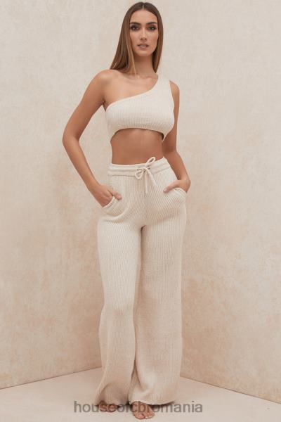 îmbrăcăminte House of CB top crop pe un umăr de chenille crem charlie X4F68781