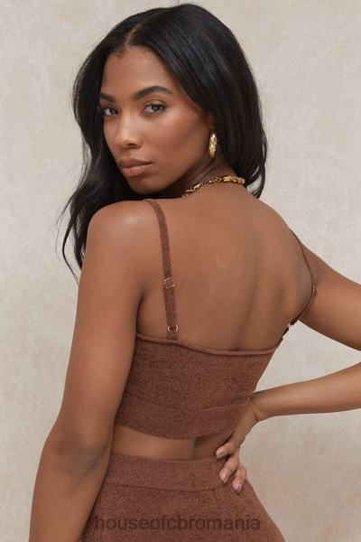 îmbrăcăminte House of CB top crop pufos din tricot lorna chocolate X4F68778