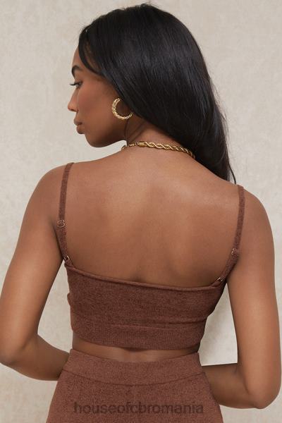 îmbrăcăminte House of CB top crop pufos din tricot lorna chocolate X4F68778