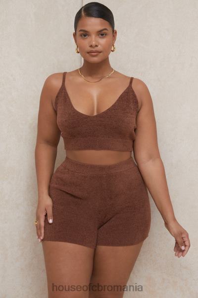 îmbrăcăminte House of CB top crop pufos din tricot lorna chocolate X4F68778