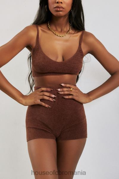 îmbrăcăminte House of CB top crop pufos din tricot lorna chocolate X4F68778