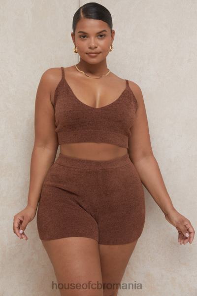 îmbrăcăminte House of CB top crop pufos din tricot lorna chocolate X4F68778