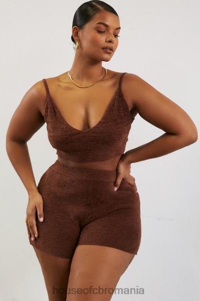 îmbrăcăminte House of CB top crop pufos din tricot lorna chocolate X4F68778
