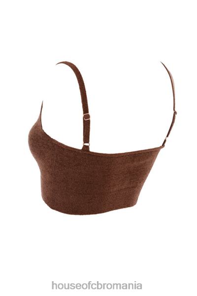 îmbrăcăminte House of CB top crop pufos din tricot lorna chocolate X4F68778