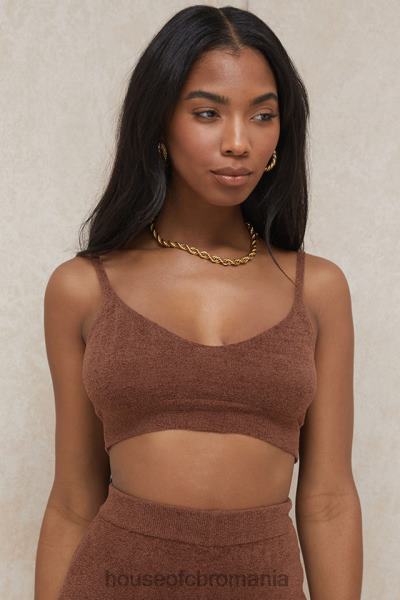 îmbrăcăminte House of CB top crop pufos din tricot lorna chocolate X4F68778