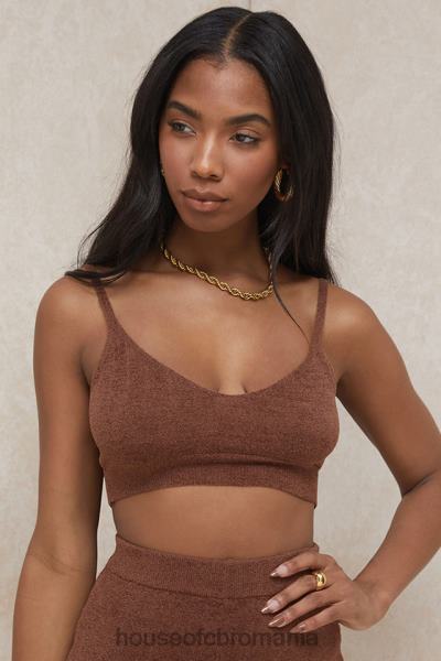 îmbrăcăminte House of CB top crop pufos din tricot lorna chocolate X4F68778