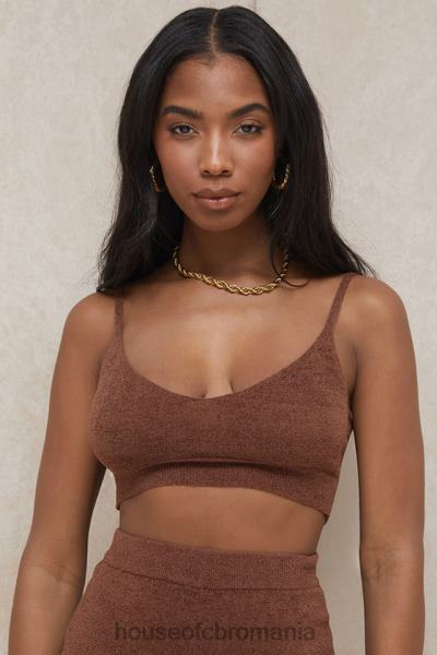 îmbrăcăminte House of CB top crop pufos din tricot lorna chocolate X4F68778