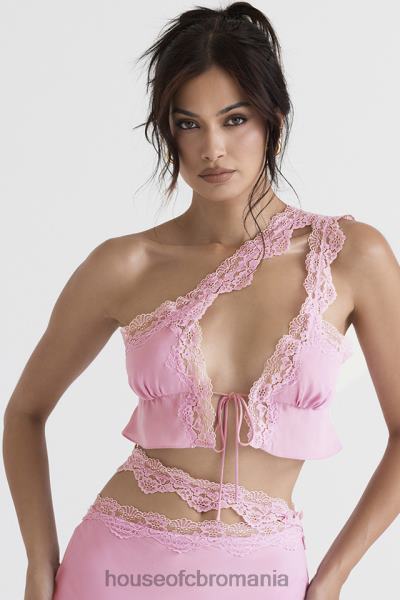 îmbrăcăminte House of CB top cropped floaty lorena roz X4F68711