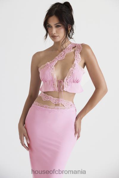îmbrăcăminte House of CB top cropped floaty lorena roz X4F68711