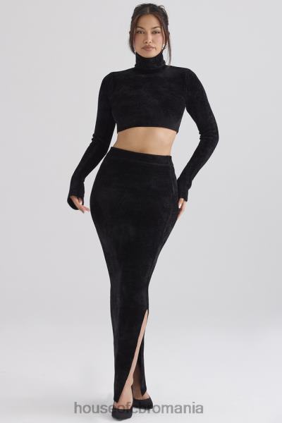 îmbrăcăminte House of CB top cropped suri negru chenille X4F68689