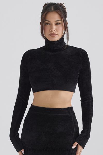 îmbrăcăminte House of CB top cropped suri negru chenille X4F68689