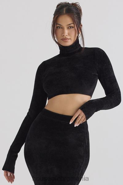 îmbrăcăminte House of CB top cropped suri negru chenille X4F68689