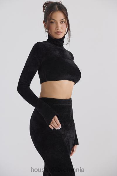 îmbrăcăminte House of CB top cropped suri negru chenille X4F68689
