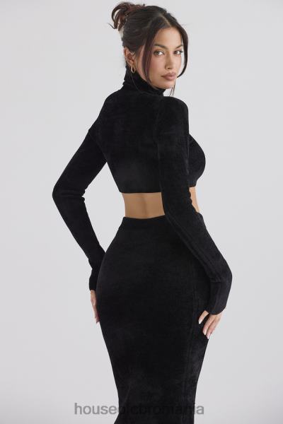 îmbrăcăminte House of CB top cropped suri negru chenille X4F68689