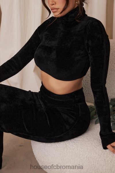 îmbrăcăminte House of CB top cropped suri negru chenille X4F68689