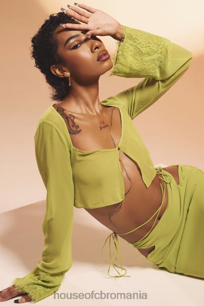 îmbrăcăminte House of CB top cropped tara lime georgette X4F68737