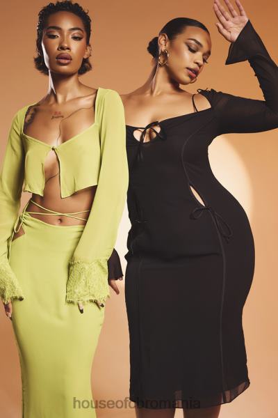 îmbrăcăminte House of CB top cropped tara lime georgette X4F68737