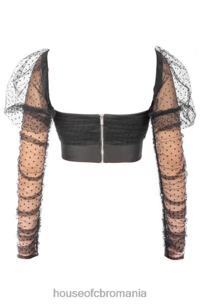 îmbrăcăminte House of CB top cu cataramă inimă din plasă adunată clara X4F68810
