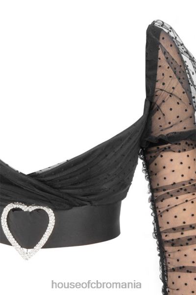 îmbrăcăminte House of CB top cu cataramă inimă din plasă adunată clara X4F68810