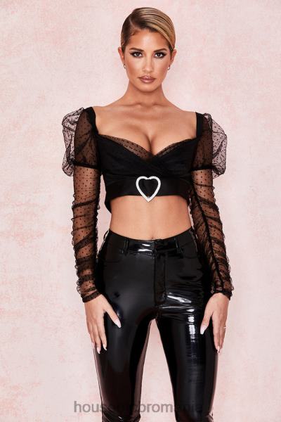 îmbrăcăminte House of CB top cu cataramă inimă din plasă adunată clara X4F68810