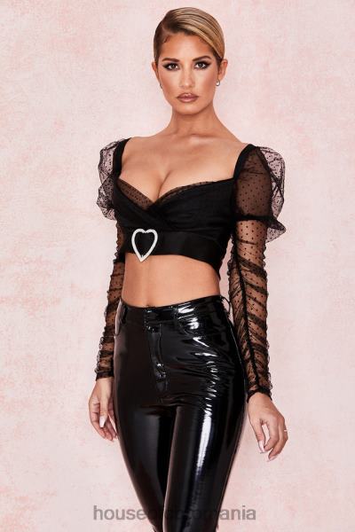 îmbrăcăminte House of CB top cu cataramă inimă din plasă adunată clara X4F68810