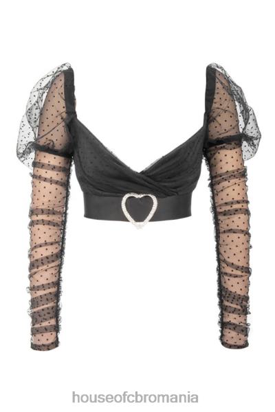 îmbrăcăminte House of CB top cu cataramă inimă din plasă adunată clara X4F68810