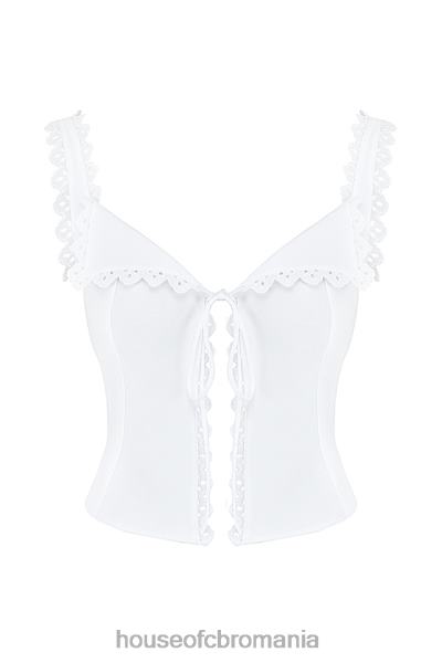 îmbrăcăminte House of CB top cu dantelă alb chihlimbar X4F68714