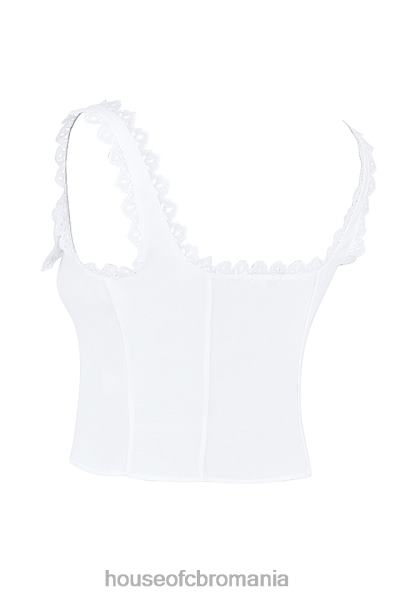 îmbrăcăminte House of CB top cu dantelă alb chihlimbar X4F68714
