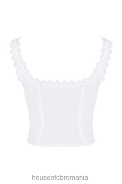 îmbrăcăminte House of CB top cu dantelă alb chihlimbar X4F68714