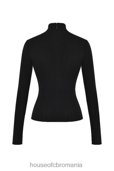 îmbrăcăminte House of CB top cu dantelă lori negru cristalizat X4F68701