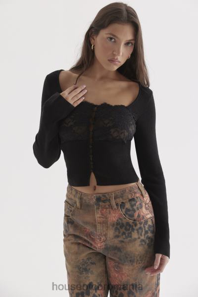 îmbrăcăminte House of CB top cu dantelă neagră candice X4F68682