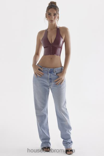 îmbrăcăminte House of CB top cu halter din latex ariadne merlot X4F68681