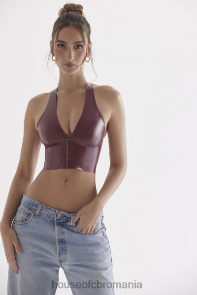 îmbrăcăminte House of CB top cu halter din latex ariadne merlot X4F68681