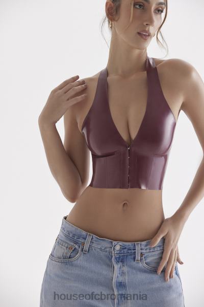 îmbrăcăminte House of CB top cu halter din latex ariadne merlot X4F68681
