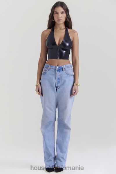 îmbrăcăminte House of CB top cu halter din latex negru ariadne X4F68662
