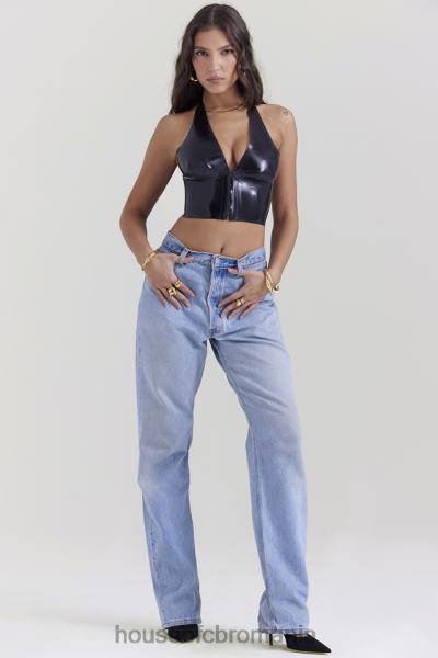 îmbrăcăminte House of CB top cu halter din latex negru ariadne X4F68662