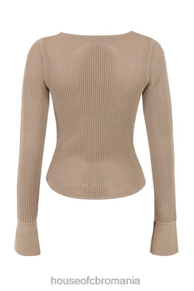 îmbrăcăminte House of CB top cu mânecă lungă din tricot taupe savannah X4F68709