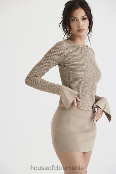 îmbrăcăminte House of CB top cu mânecă lungă din tricot taupe savannah X4F68709