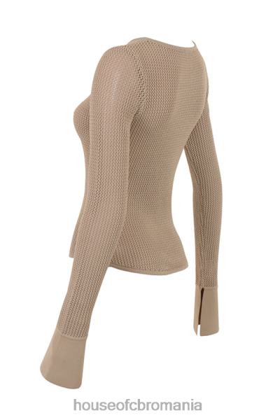 îmbrăcăminte House of CB top cu mânecă lungă din tricot taupe savannah X4F68709