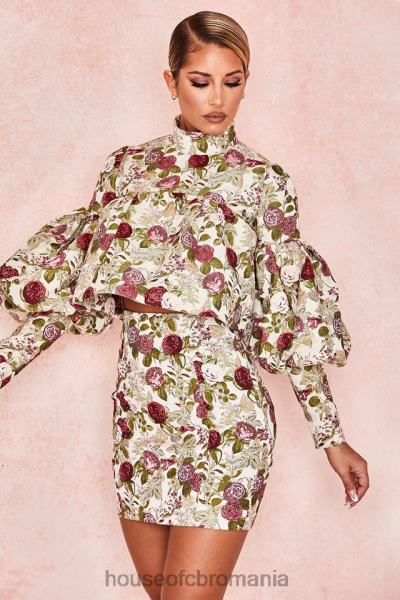 îmbrăcăminte House of CB top cu volane vintage naeve floral X4F68809